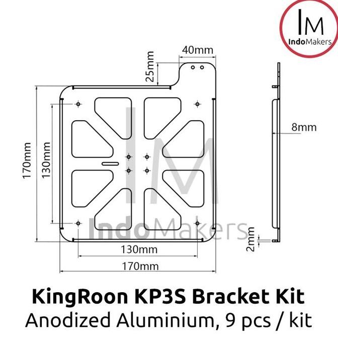 Kingroon 3D Printer Kp3S Bracket Kit Anodized Aluminium Platform New Stok