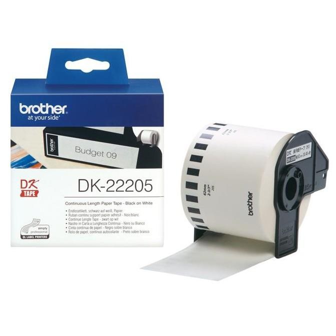 

Continuous Paper Label Roll, Black On White, 62Mm(30.48M) Dk-22205 New Stok
