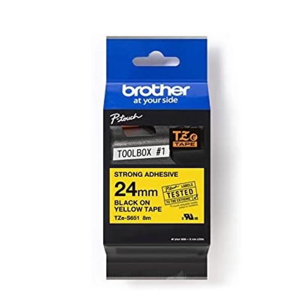 

Tape Cassete Brother Strong Adhesive 24Mm Black On Yellow Tze-S651 New Stok