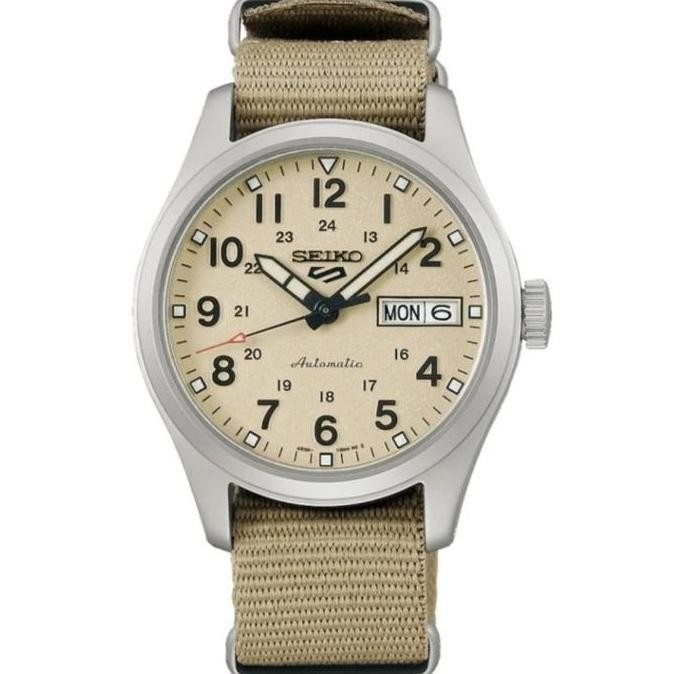 Tersedia Jam Tangan Seiko 5 Sports SRPJ83K1 Automatic Beige Dial WR100M Srpj83