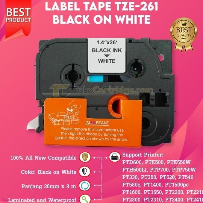 

Label Tape Black On White 36Mm Tze-261 Ptp700 Ptp750W Pt330 Pt350 New New Stok