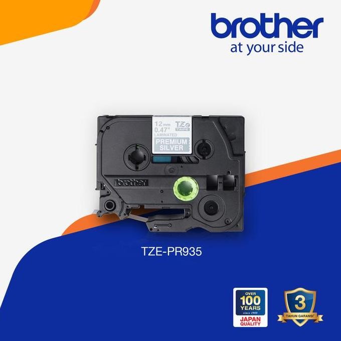 

Brother Label Tze-Pr935 White On Silver Tape 12Mmx4M Tzepr935 New Stok