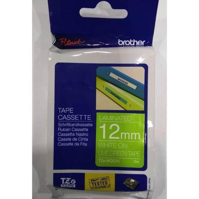 

Brother Label Tze-Mqg35 White On Lime Green Tape 12Mm X 5M Tzemqg35 New Stok