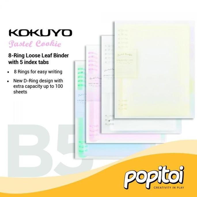 

TERMURAH - Kokuyo Pastel Cookie 8-Ring Loose Leaf Binder with 5 Index Tabs B5