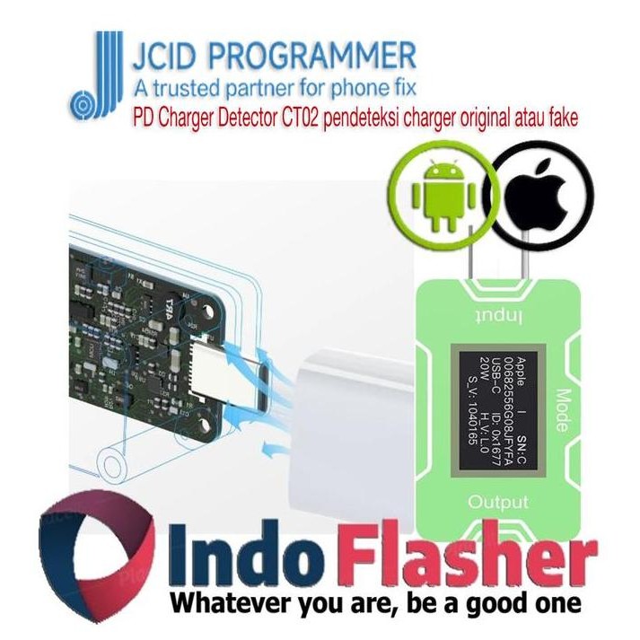 JCID JC PD Charger Detector CT01 CT02 Alat Cek Adapter Original Fake