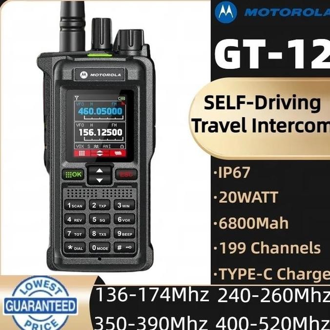 TERLARIS - HT Handy talky Jangkauan Luas 20KM Motorola GT-12 20W baterei 6800mah