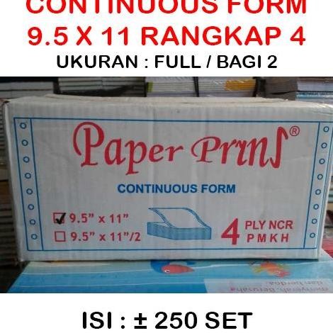 

BEBAS ONGKIR - Continuous Form Merk Paper Print 9.5 x 11/2 Rangkap 4