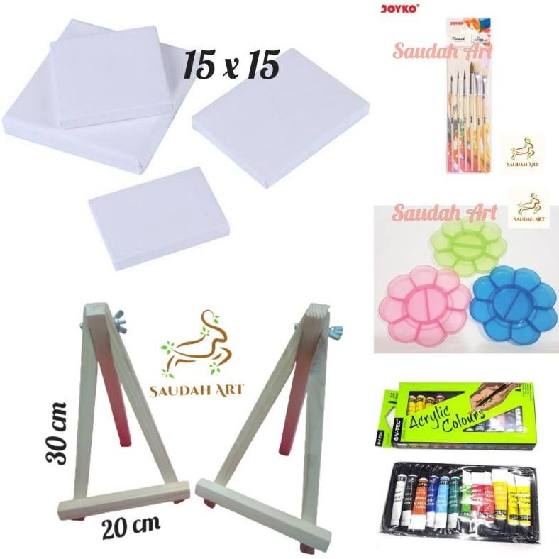 

Paket Lukis Lengkap (kanvas 15x15,kuas,palet,cat akrilik, easel 20x30) AST