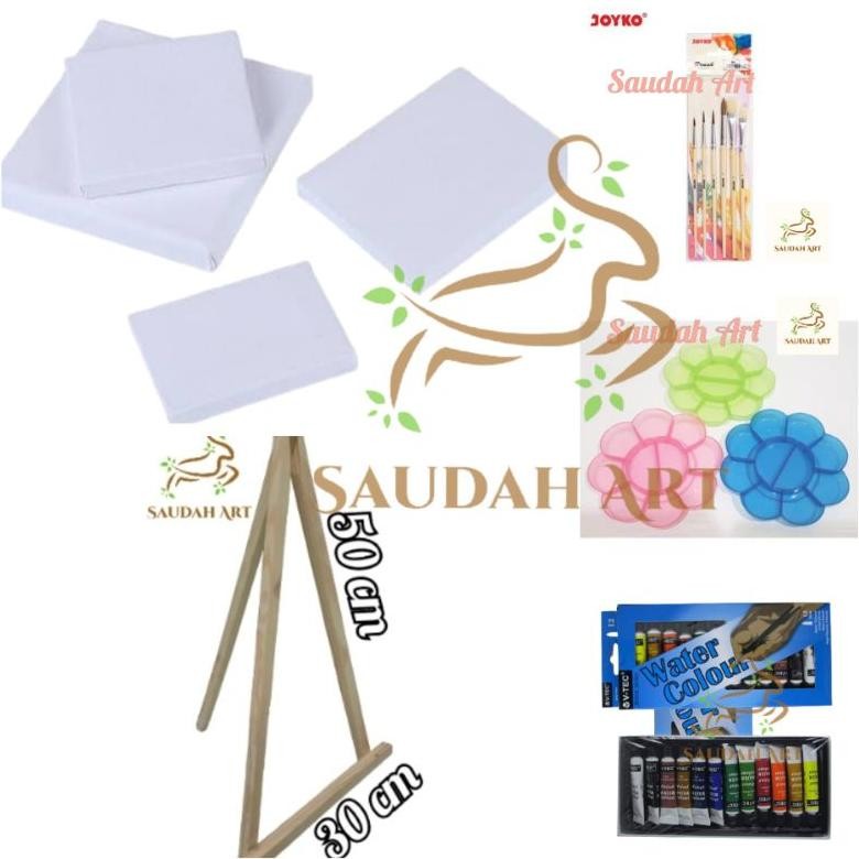 

Paket Lukis Lengkap (kanvas,palet,kuas,cat air 6ml,easel 30x50) AST