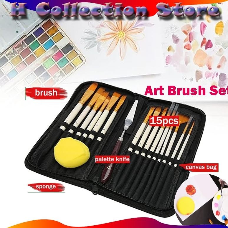 

18PCS/SET Alat Lukis Kuas Cat Air Minyak/Kuas Alat Lukis Set/Mix Kuas Lukis Set Lengkap/Art Brush Set AST