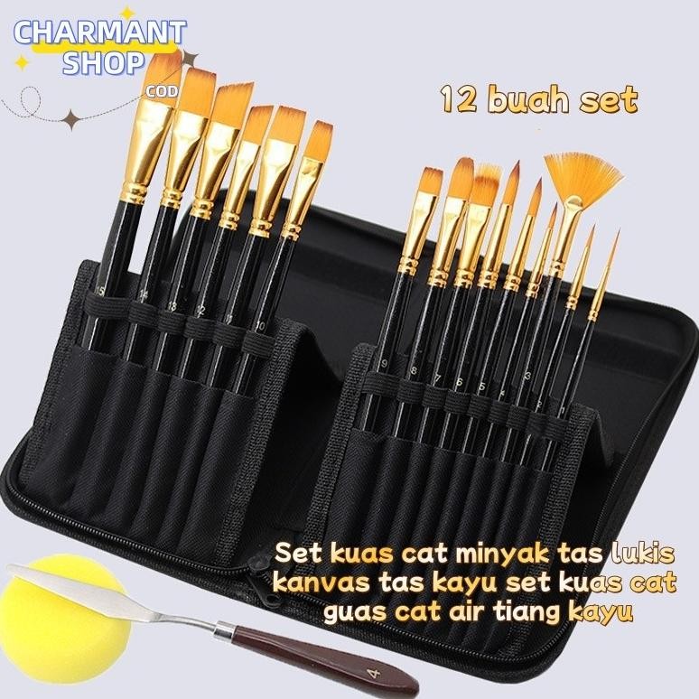 

[CHARMANT] Set Kuas Lukis Kuas Seni BRS-12 SET Set Kuas Alat Lukis Campuran Lengkap AST