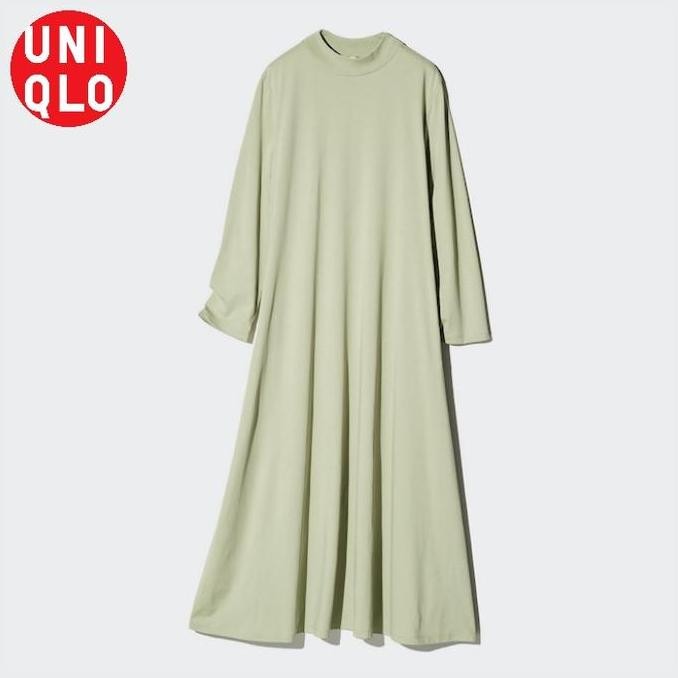 Uniqlo Dress Airism Katun Gaun Flare Lengan Panjang Casual Original Jastip (Best Quality)