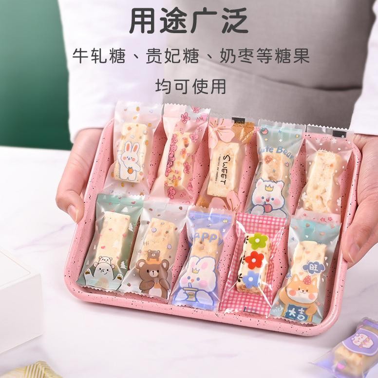 

Ready 100Pcs Plastik Nougat Permen Lucu 4X9Cm Plastik Sealer Permen Plastik Kue Kering Plastik Makanan Plastik Kemasan Permen