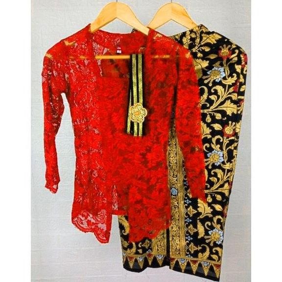 Setelan Kebaya Bali Modern Wanita Obi Rok Prada Grosir Murah Set Kebaya Brukat Atasan Kebaya Brokat 