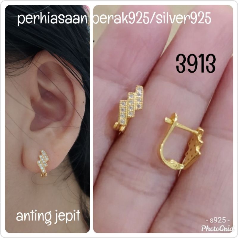 ANTING JEPIT VARIASI PERAK ASLI 925 LAPIS EMAS