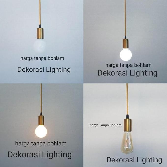 Fiting lampu gantung hias gold minimalis