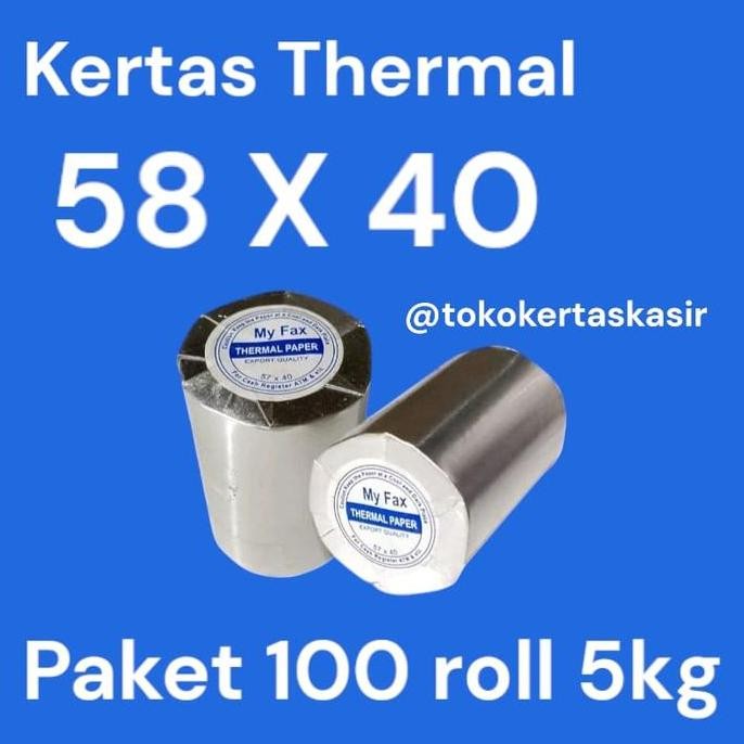 

TERBARU - kertas thermal 58x40mm paket 100roll