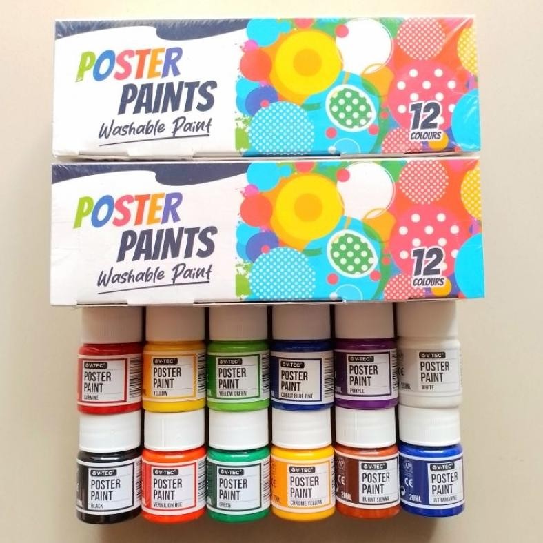

Cat Poster Paints V-TEC 20ml 12 Warna Botol ( Set ) [ Original ] AST