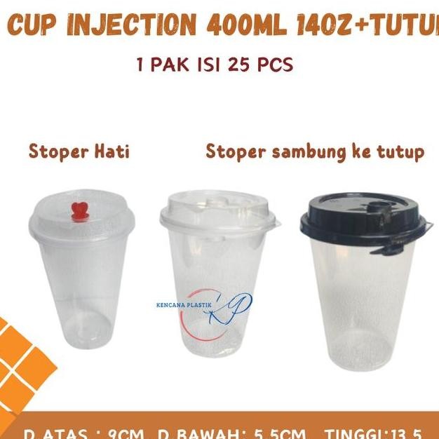 Cup Pp Injection 400Ml 14 Oz L Gelas Plastik Boba L Cheese Tea 14Oz