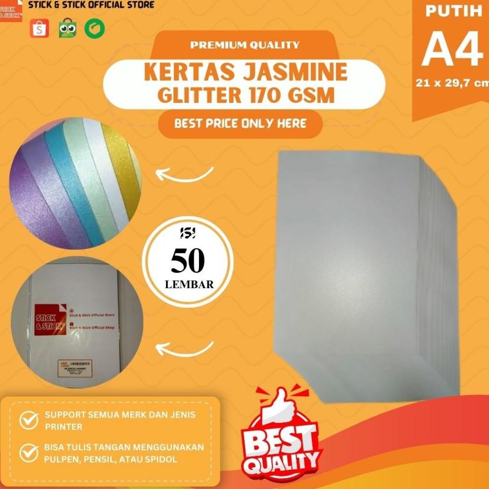 

Kertas Jasmine Glitter Fancy 170 gsm A4 isi 50 lembar AST