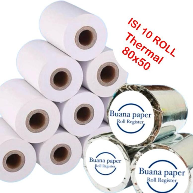

Isi 10 Roll Thermal 80mmX50mm cocok digunakan untuk Struk Parking/Struk Belanja AST
