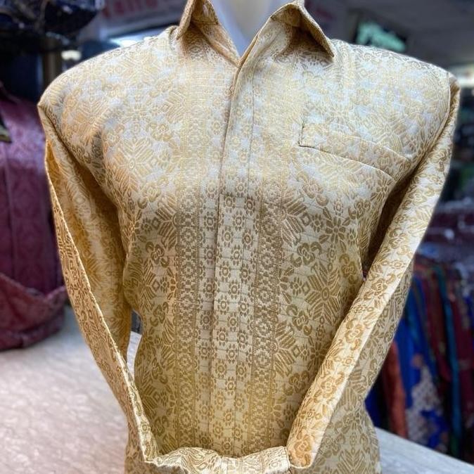 KEMEJA SONGKET PALEMBANG ( full puring )-KEMEJA PRIA SONGKET PALEMBANG-KEMEJA SONGKET-KEMEJA KONDANG