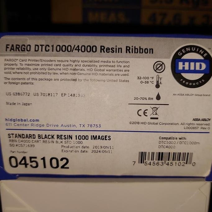 Fargo Dtc1000/4000 Resin Ribbon Pn045102 New Stok