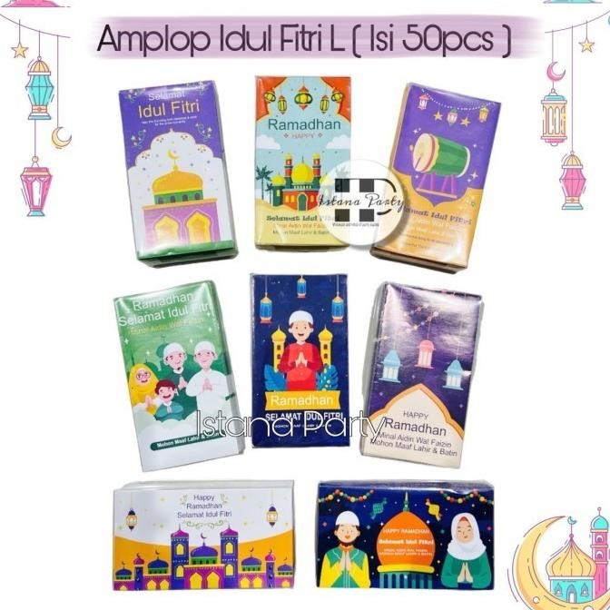 

[50Lembar] Amplop Lebaran Idul Fitri / Angpao Lebaran Box Mika Size L AST