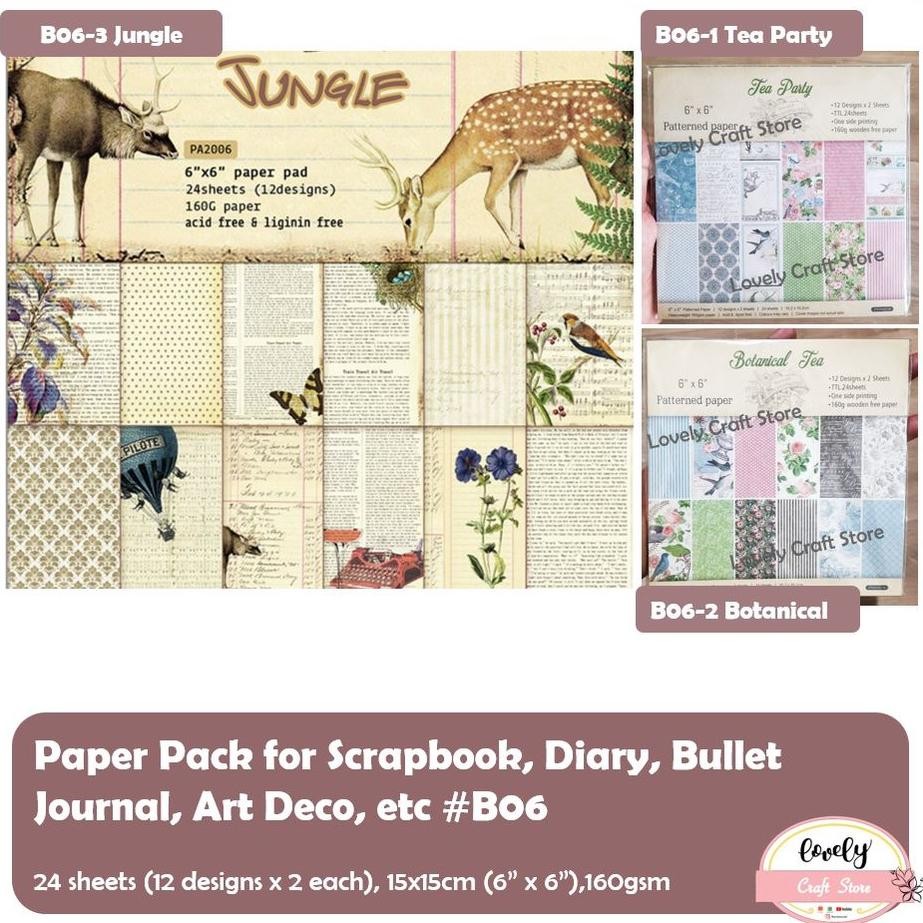 

LovelyCraftStore | B06 24pcs/pack Scrapbook paper pack 12designs@2pcs bujo jurnal origami journaling kit 15x15cm (6inch) 160gsm scrapbook embellishments origami paper deco paper bullet journal art deco art paper AST