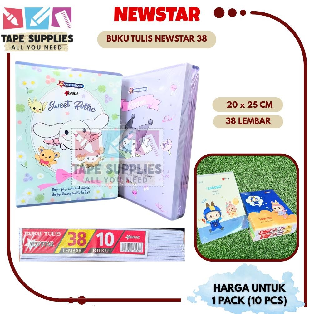 

BUKU TULIS (NEW STAR) KARAKTER LUCU 38 LEMBAR / BUKU TULIS SEKOLAH (1 PACK (ISI 10PCS) AST