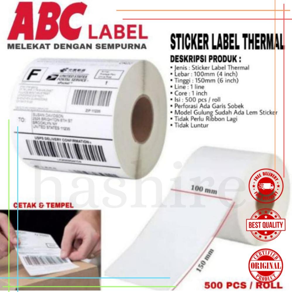 

Label Kertas Thermal 100x150 Kertas Thermal Printer Label Sticker 500pcs AST