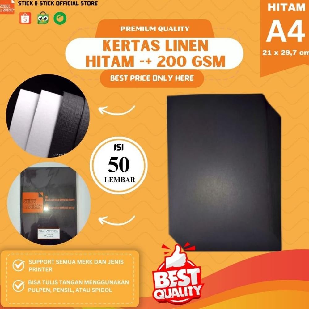 

Kertas Linen Hitam -/+ 200 gsm A4 isi 50 lembar - Kertas Anggrek - bisa tulis tangan AST