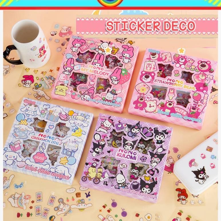 

STIKER ISI 100 PET MOTIF KARTUN KUROMI CINNAMOROLL MY MELODY POMPOMPURIN LOTSO UNTUK SCRAPBOOK DIY JOURNALING @banyak AST