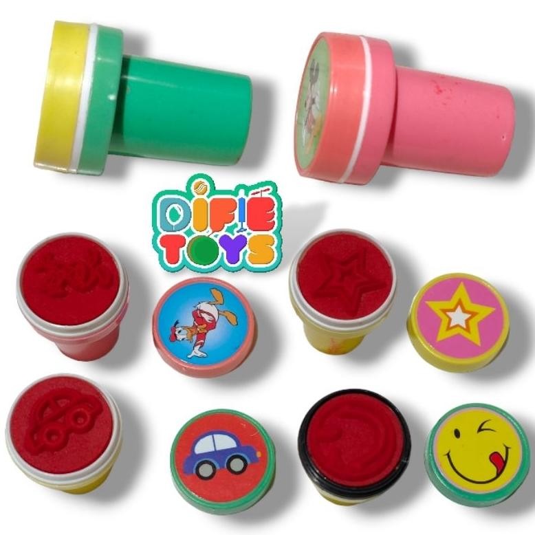 

50 pcs Stampel bulat dan stampel bintang cap mainan grosir AST