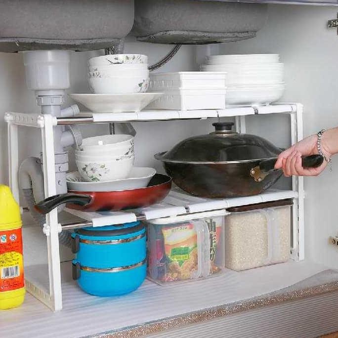 Rak Bumbu Dapur Susun Panci - Tempat Bawah Wastafel Cuci Piring