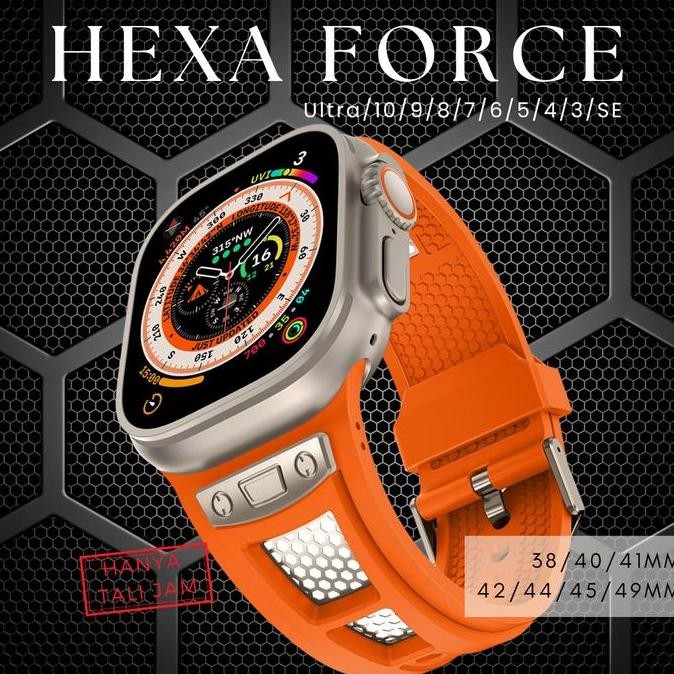 Tersedia [TALI JAM] Smart Watch Strap ULTRA 10 9 8 7 6 5 4 SE Hexa Force Model Band Tali Jam Karet B