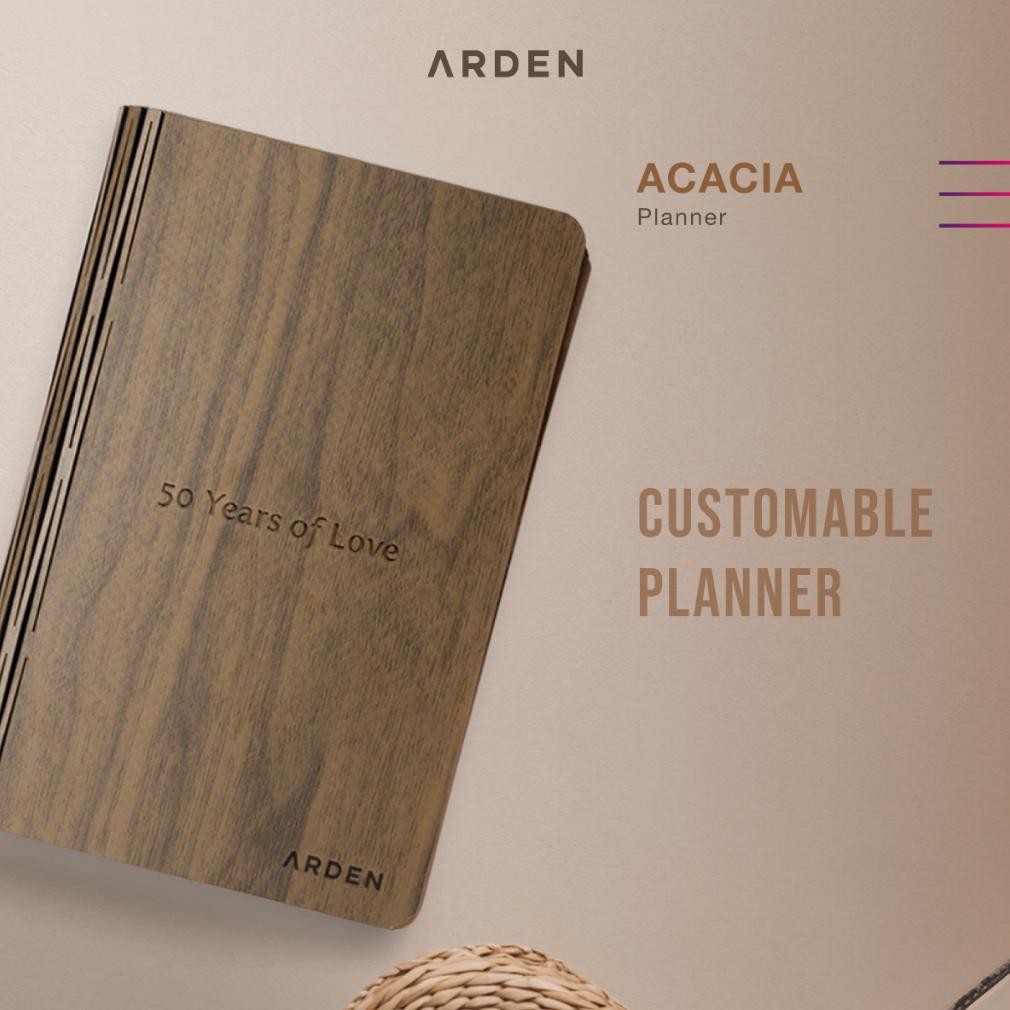 

(BISA CUSTOM) ARDEN Planner Acacia - Agenda Notebook Cover Kayu Elegan AST