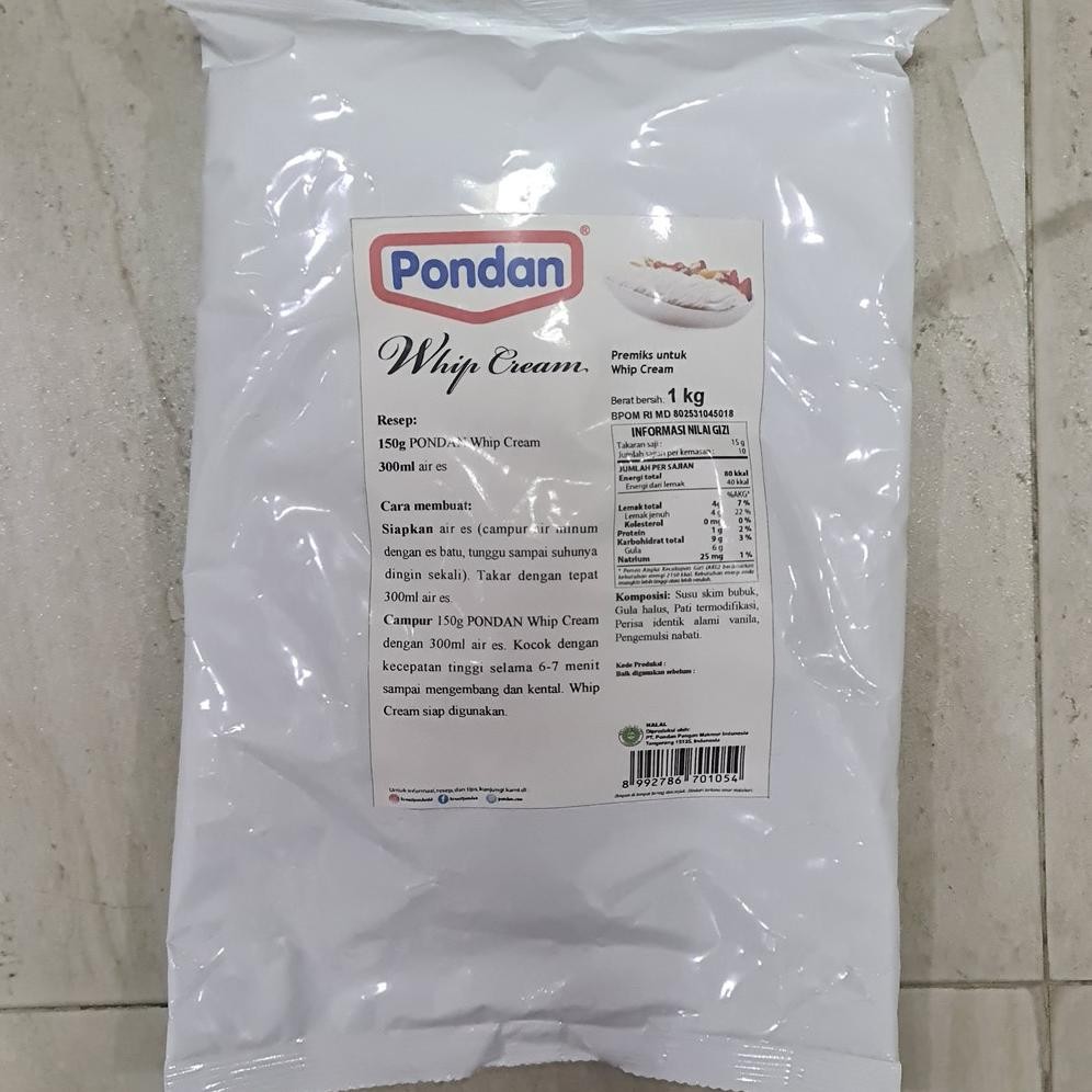 

Pondan Whip Cream 1KG / Whipping Cream Bubuk Bulky 1 KG