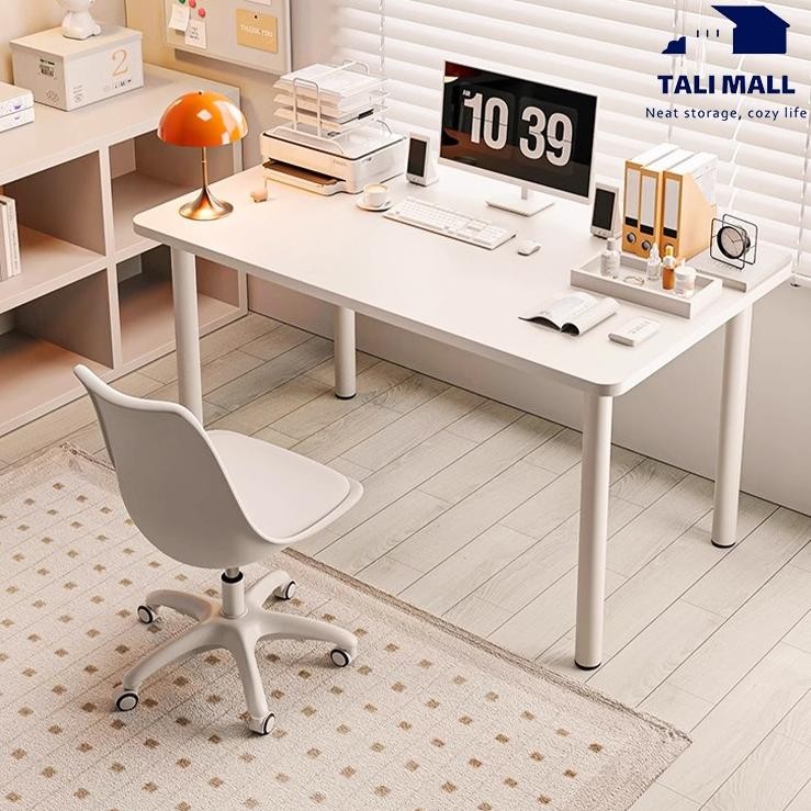 Meja Belajar Aesthetic Meja Kamar Tidur Putih 140CM Meja Kantor Besi Meja Kerja Meja Komputer
