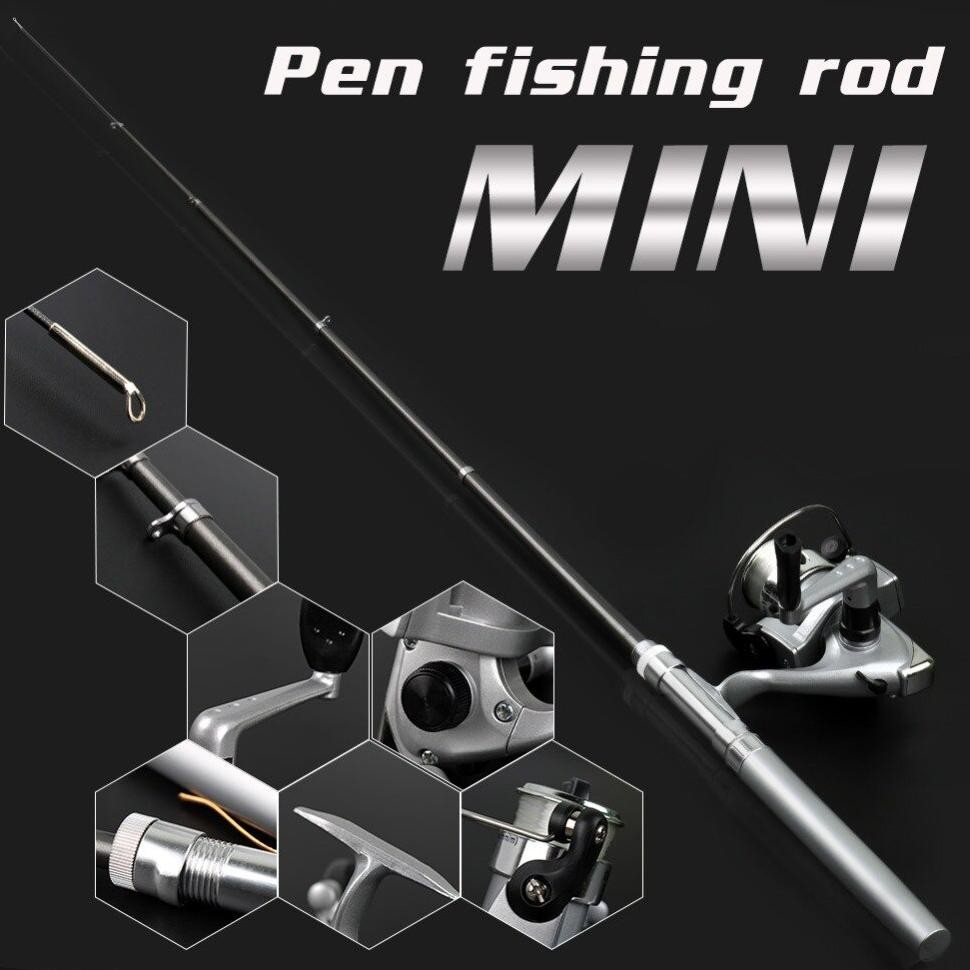 Sougayilang Set Pancingan Pulpen Aluminium Alloy Pocket Pen Shape Joran Udang Pancingan Set Lengkap