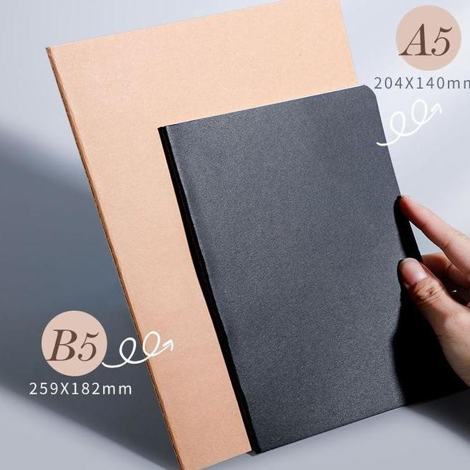 

Hitam/Kraft A5/B5 Notebook Buku 36 Lembar Lined/Grid/Blank -Vatin_Shop Co