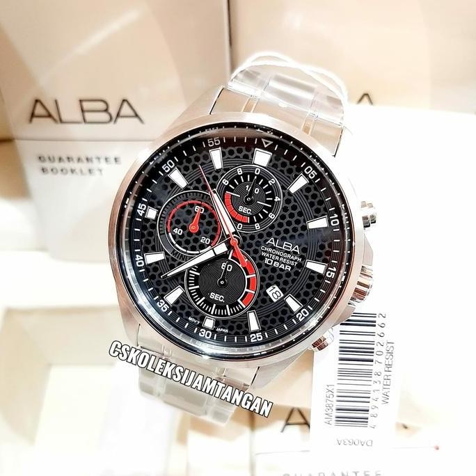 Tersedia JAM TANGAN PRIA ALBA AM3875X1 AM3875 SILVER BLACK CHRONOGRAPH ORIGINAL