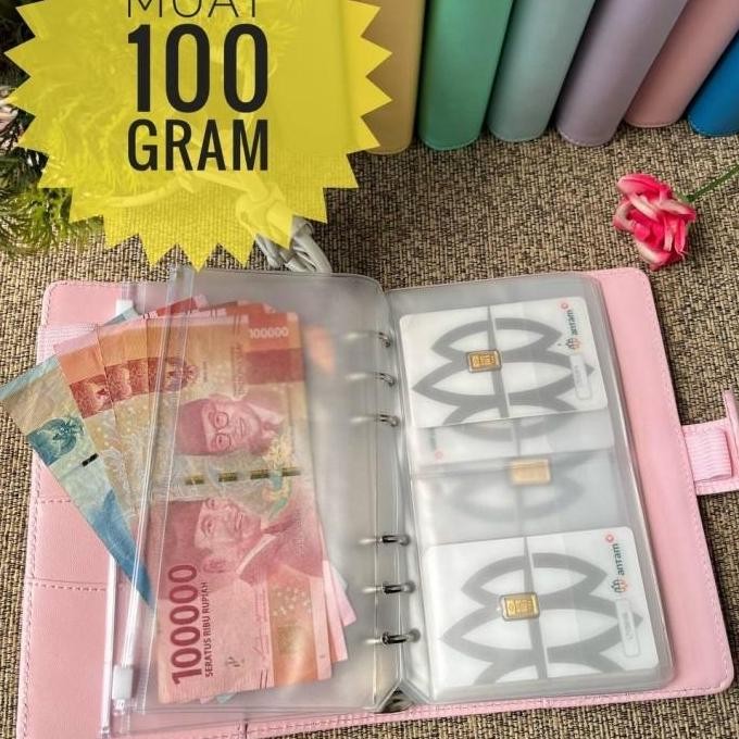 

Binder Logam Mulia A6 6 Ring / Album Koleksi Emas Antam Motif Polos Co