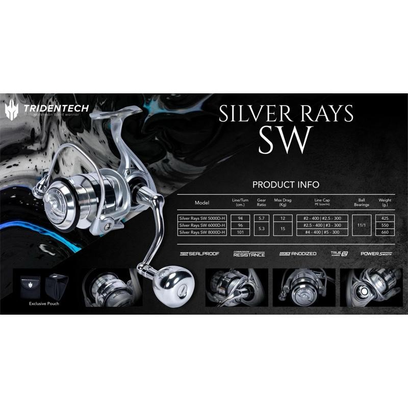 Reel Spinning Tridentech Silver Rays Sw 5000-8000Dh - Juragan Pancing Murah