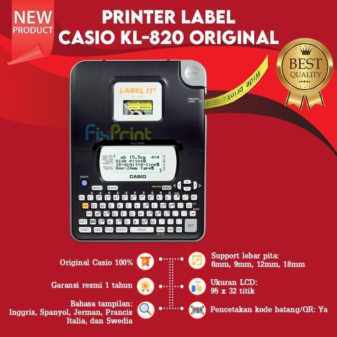 

Casio Kl 820 Label Mesin Printer Labeling Resmi New Original New Stok