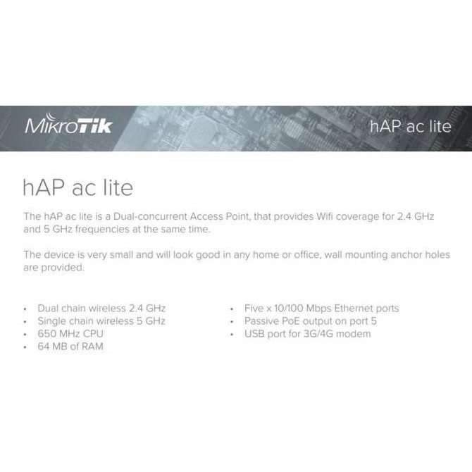 Mikrotik Rb952Ui-5Ac2Nd ( Hap Ac Lite ) Router Wireless/ Rb952Ui5Ac2Nd New Stok