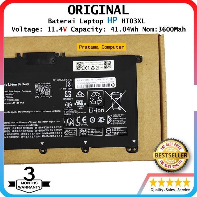 Baterai Laptop Hp Ht03Xl Replace With Hp Spare L11421-1C1 Original New Stok
