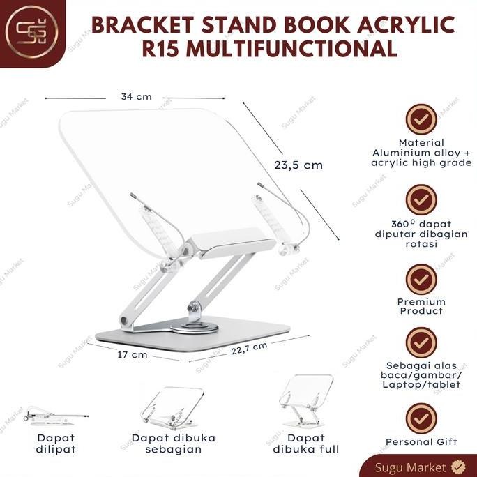 

Penyangga Buku Akrilik R15 Book Stand Reading Holder Ipad Tablet 360 Co