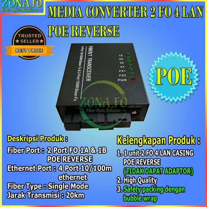 Media Converter 2 Port Fo 4 Port Lan Poe 10/100 2 Fo 4 Lan Poe New Stok