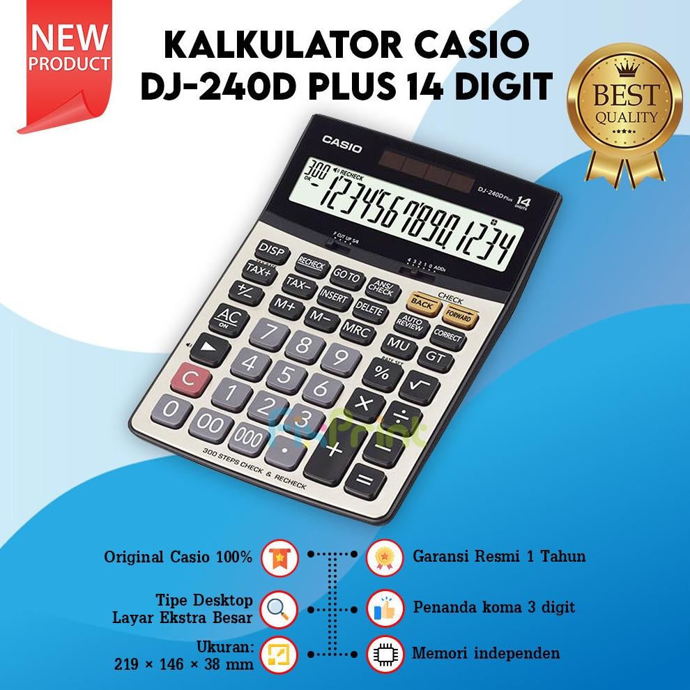 

Calculator Casio DJ-240D Plus 14 Digit Check & Correct Kalkulator Casio DJ 240D PLUS Desktop Office New Original